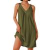 Women's Fashion Sleeveless Lightweight V-Neck Short Evening Solid Color Dresses