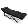 Heavy-duty Steel Tube Folding Bed, Black Frame with Black Pearl Cushions