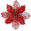 5pcs/lot Christmas Poinsettia Glitter Flowers with Clips Christmas Tree Ornaments Decor for Home Decor New Year Xmas Gifts