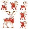 2D Flat Goat Hanging Ornament Set Shining Artificial Rhinestone Animal Hanging Decoration Simulation Acrylic Keychain