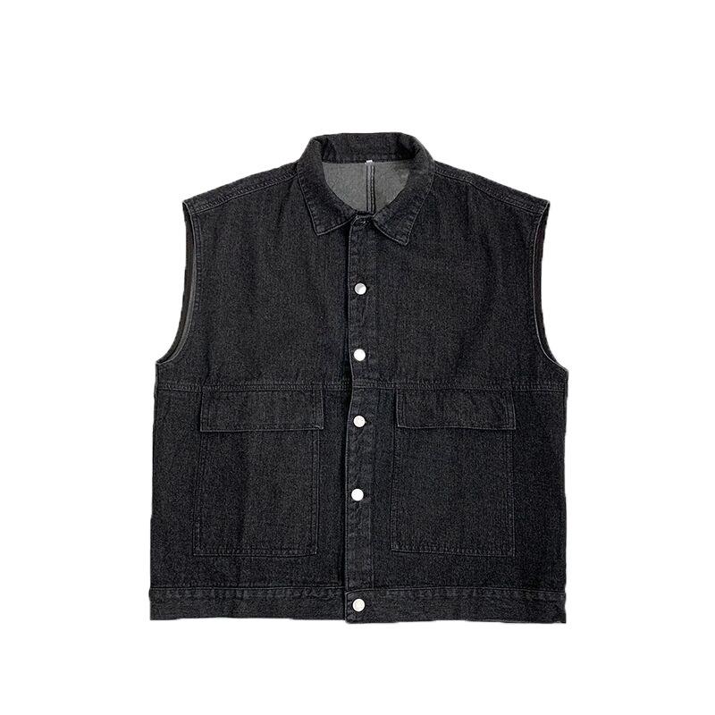 Väst Denimjacka Jacka Herr Vår och Höst Trend Koreansk Stil Lös Bf Stil Ärmlös Verktygsväst Väst