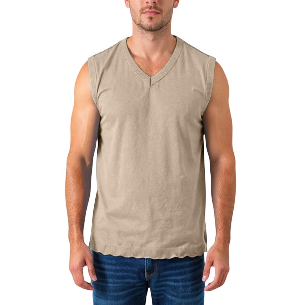 Herren V-Ausschnitt Verdickte Strick Ärmellose Pulloverweste