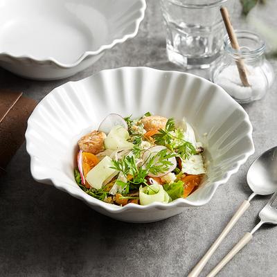 Salad Bowl, High-value Ceramic Large Nordic Style Fruit Bowl, White Noodle Soup Bowl, Household Large Bowl, High-end Feeling