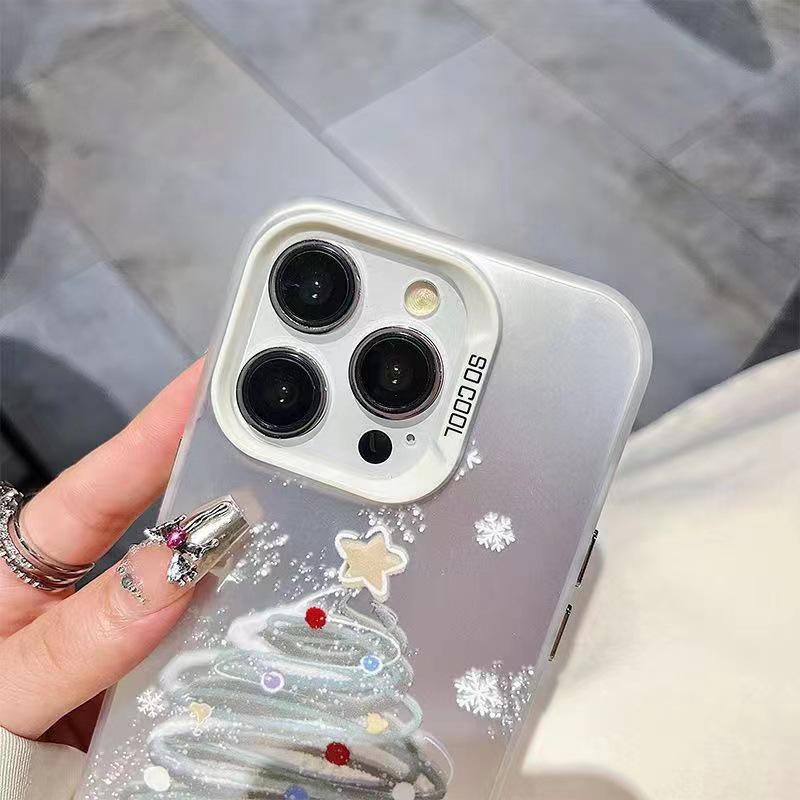 Snowflake Christmas Tree Phone Case for iPhone 12-16 Pro Max