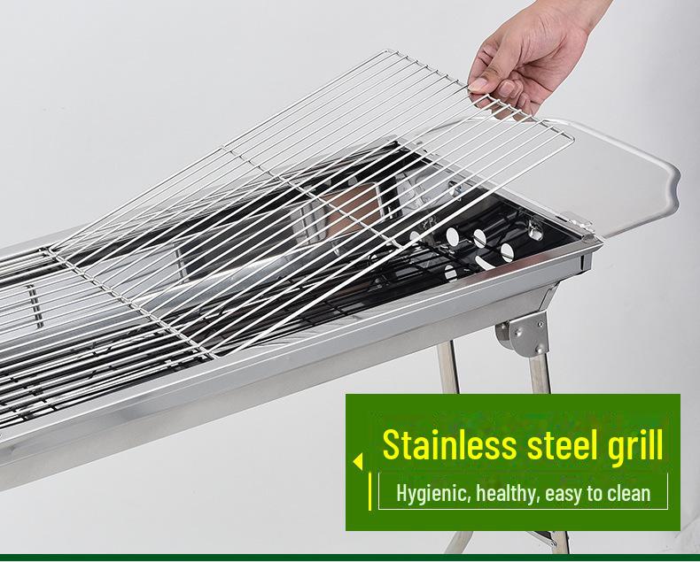 Velký přenosný bezdýmný skládací gril na dřevěné uhlí pro venkovní grilování