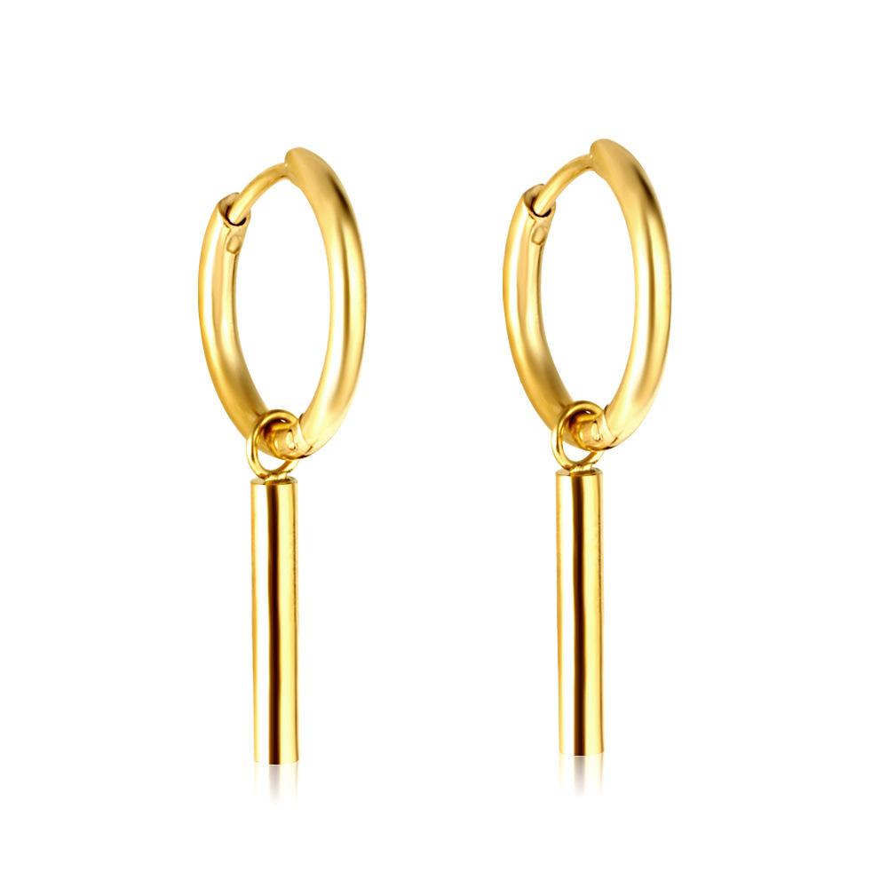 Fashion earrings women's hip-hop personality niche design sense electroplating small chain ear buckle stainless steel earrings