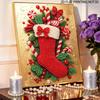 DIY Perlenmalset Festlicher Weihnachtsstrumpf Stressabbau Basteln Rahmenloses 3D-Leinwandbild für Erwachsene Heimdekoration Geschenk