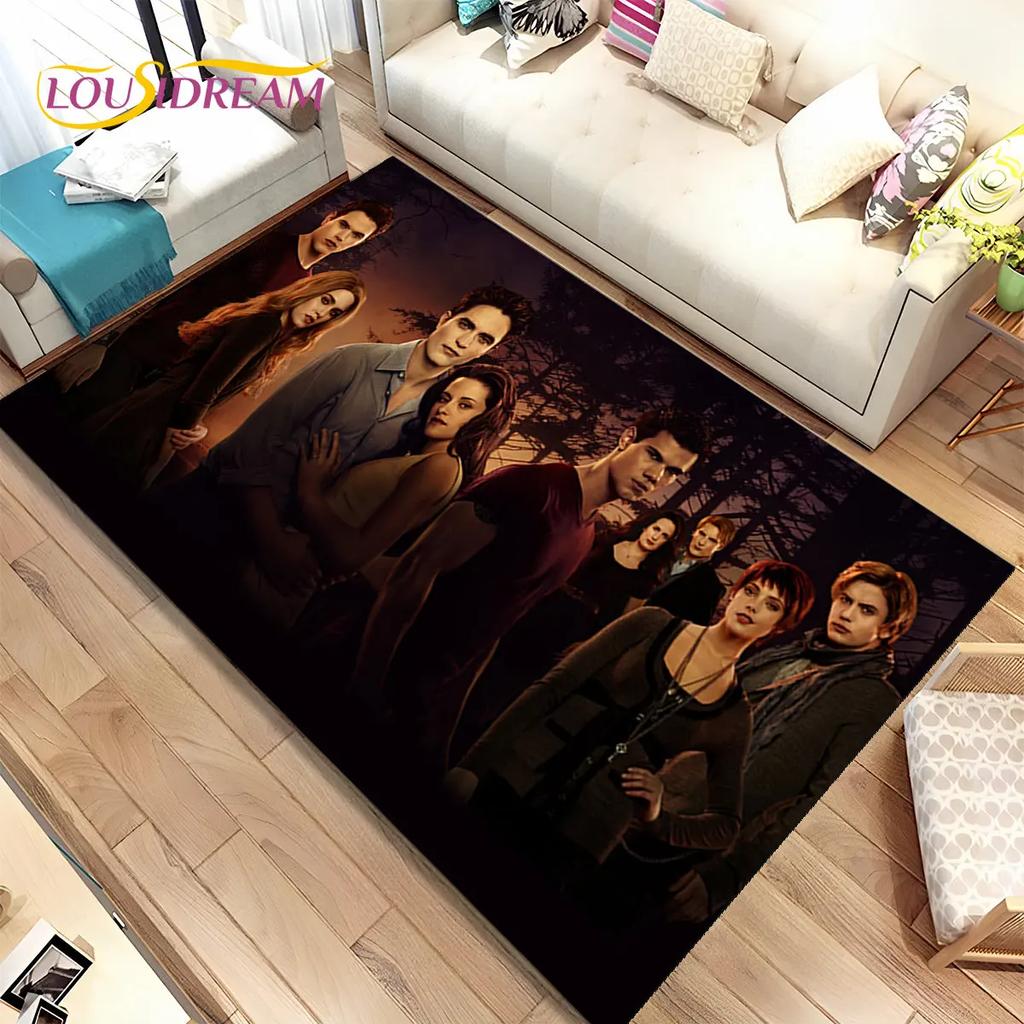Tapete de Área Impresso em HD Saga Crepúsculo Grande, Tapete para Sala de Estar Quarto Sofá Capacho Decoração, Tapete de Chão Antiderrapante para Crianças