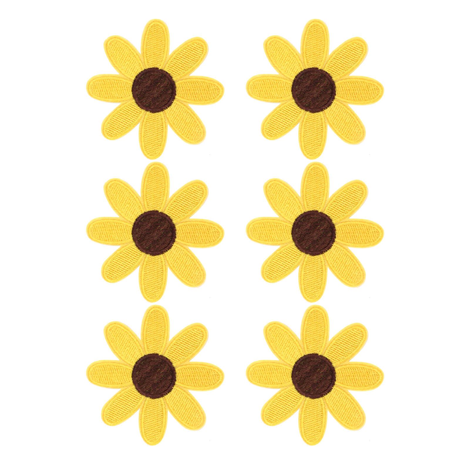 

6 шт. Пришивні нашивки у стилі соняшника, вишиті аплікації для суконь, спідниць, сумок, капелюхів