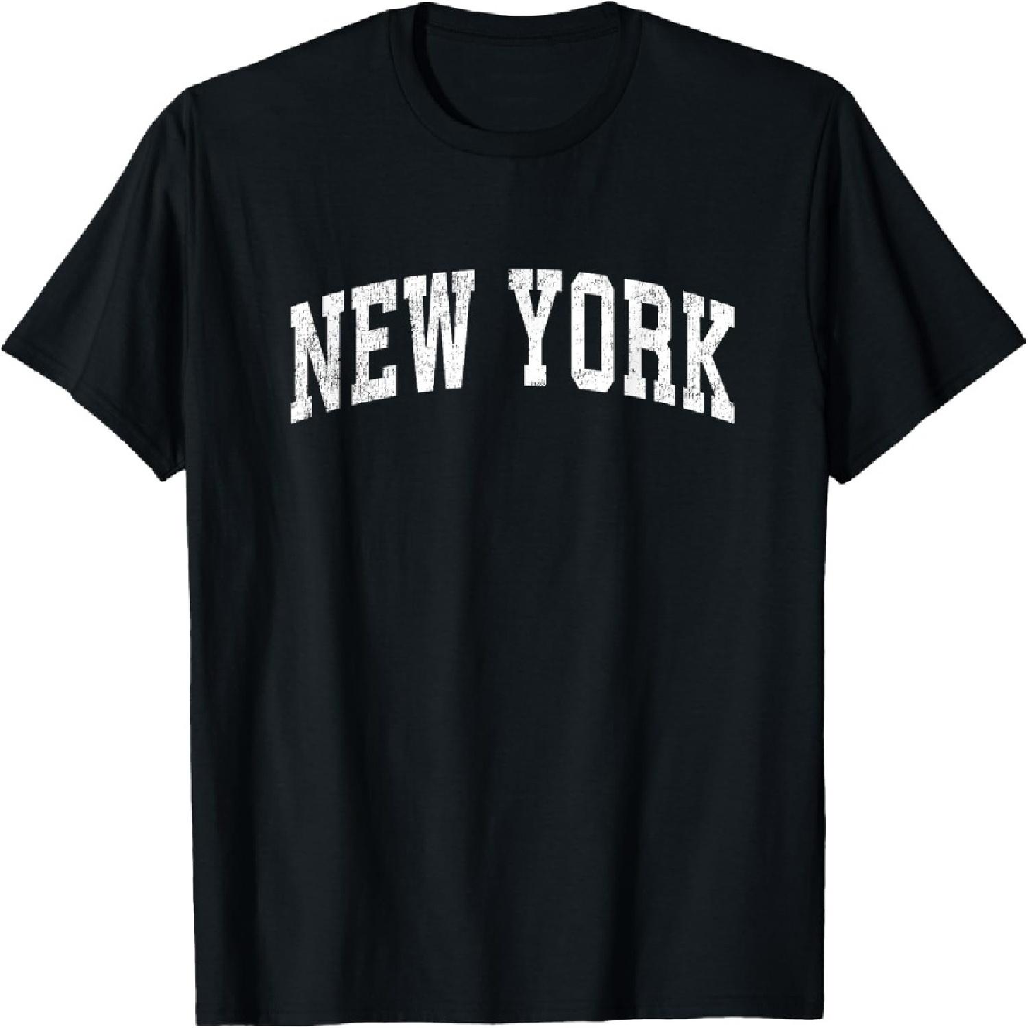 New York Vintage Varsity Sports Text T-Shirt S