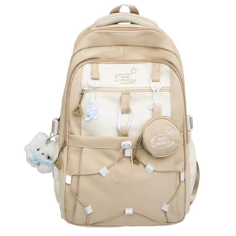 Large Capacity Simple Contrast Backpack Junior High School and High School CampusUses Style Versatile Burden-reducing High Value Backpack. Fit