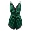 Men Sexy Lingerie Spaghetti Strap Lace Trimmed Satin Sleepwear Jumpsuit Nightwear