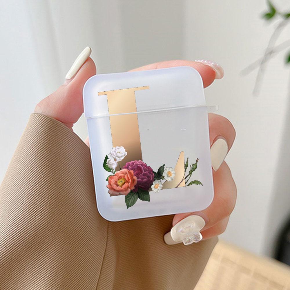 Cute Gold 26 Letters A Z Earphone Case for Airpods 4th 3rd Pro 3 2 Shockproof Cover for Airpod 2 3 1 Protective Accessorie Shell