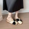 French evening breeze temperament girl campus one pedal slippers outside wearing non-slip flat bottom bag head half drag cool slippers
