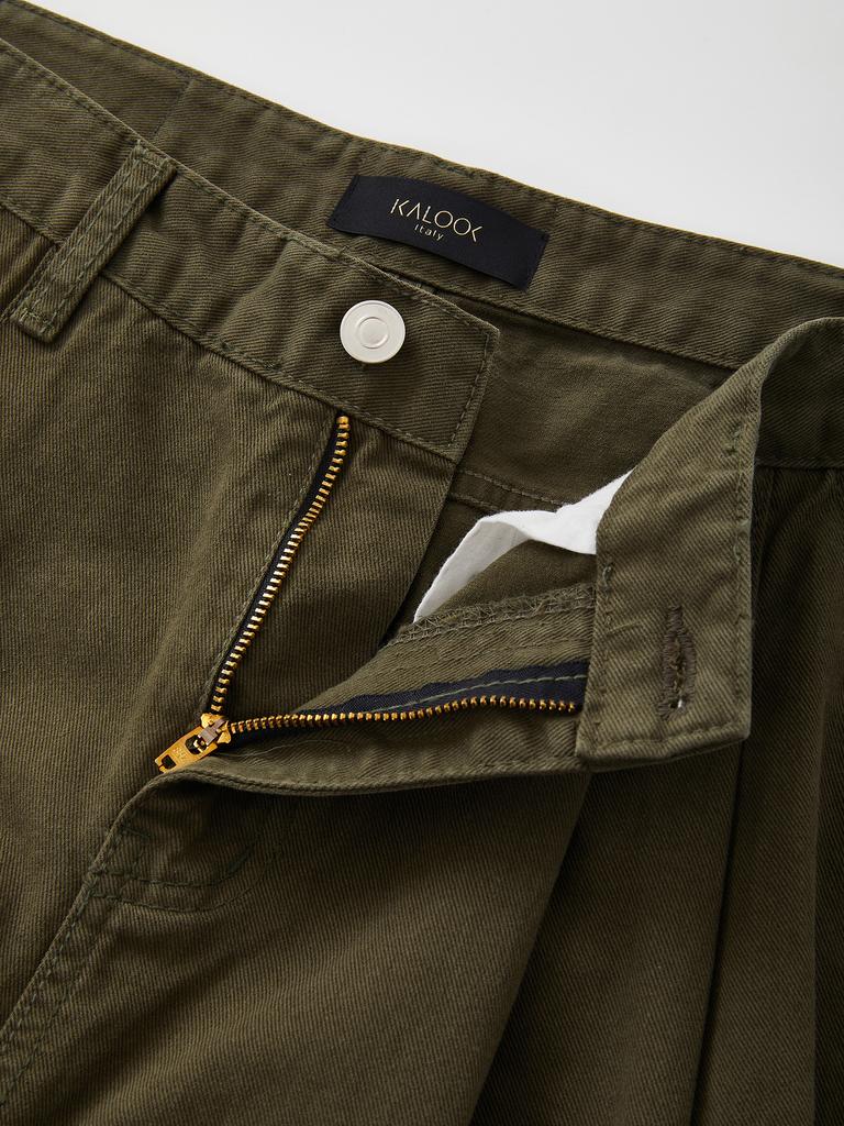 IKALOOK Spring/Autumn Loose Fit Double-Pleat Washed Pants Dpt114
