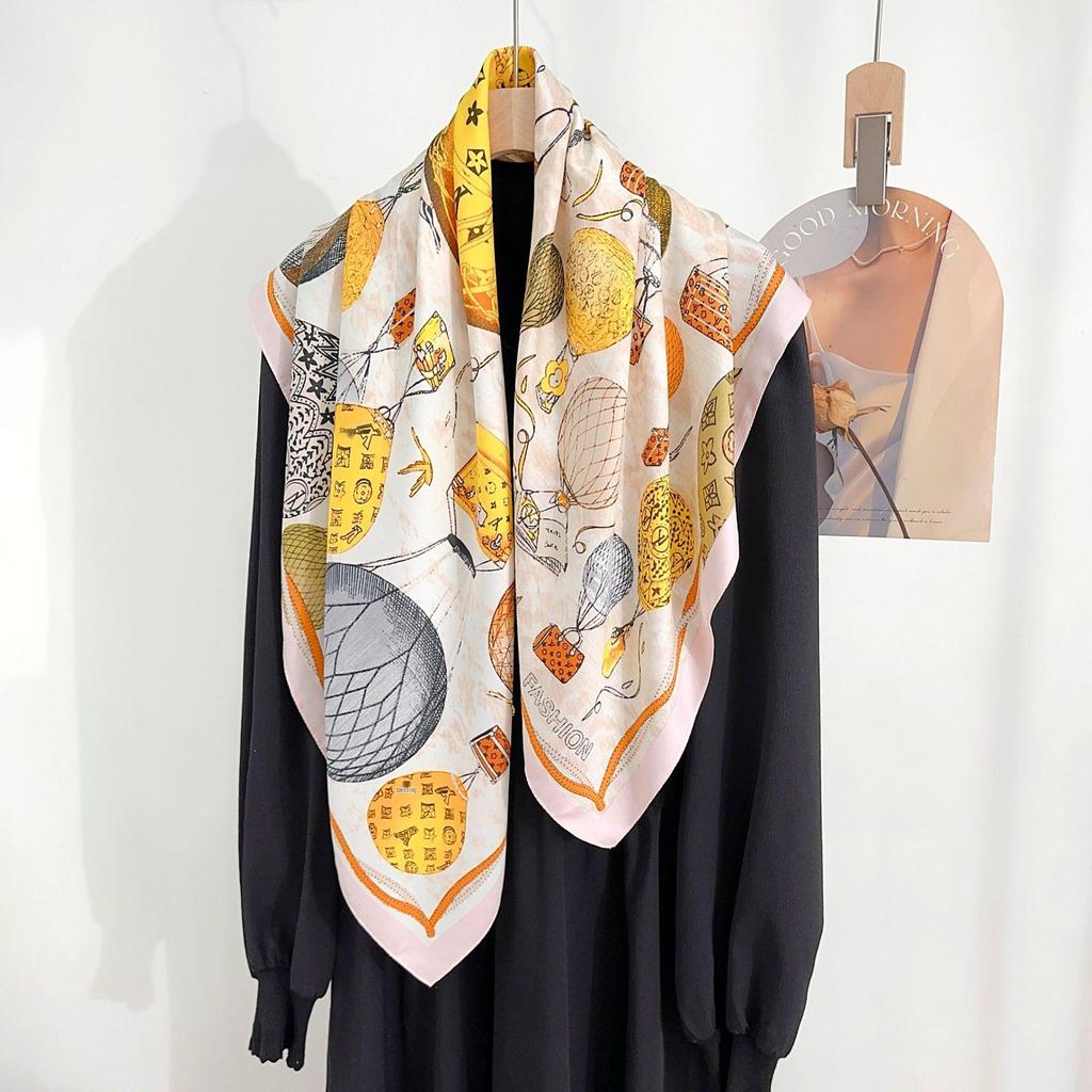 90×90 Großer Hochwertiger Schwarz-Weiß Gestreifter Schal: Professionelle Halsbekleidung, Stirnband & Sonnenschutz-Kopftuch