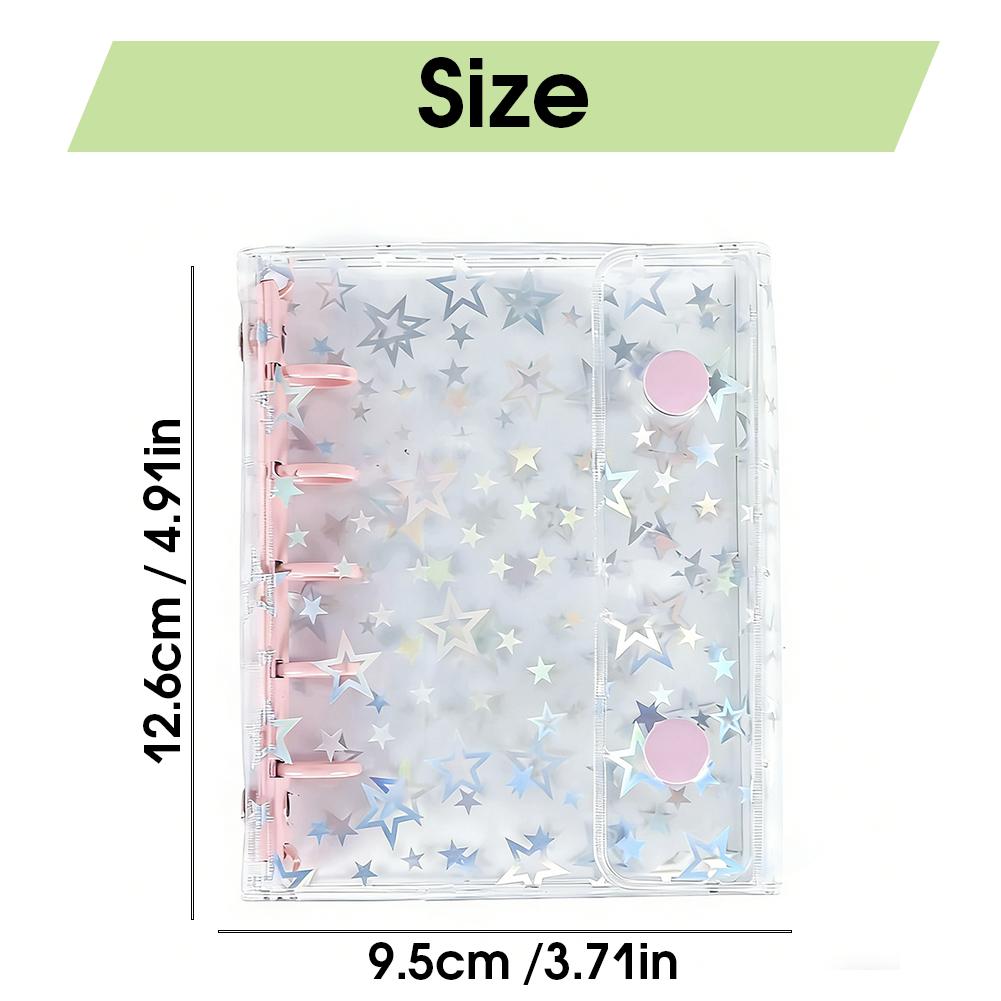 M5 Clear Glitter Star Mini Binder Notebook Diary Kawaii Hand Account Book DIY Postcard Collect Photo Album Stationery