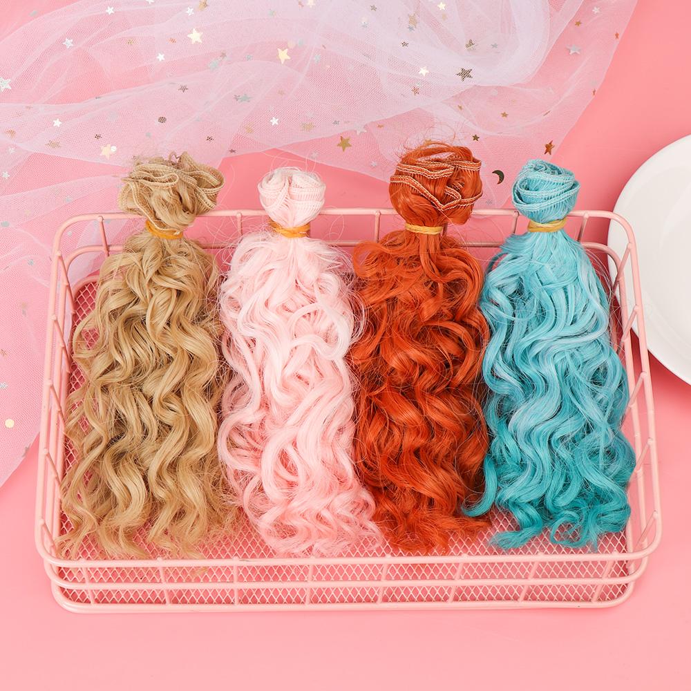 15*100cm Doll Hair High-Temperature Curly Wigs 1/6 1/4 1/3 Doll Mini Tresses Fashion Screw Periwig DIY Toy Toupee Accessories
