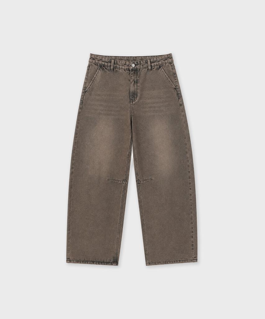 WORK ON BODY OFF Ez Semi-Wide Curved Denim Pants [Sand]