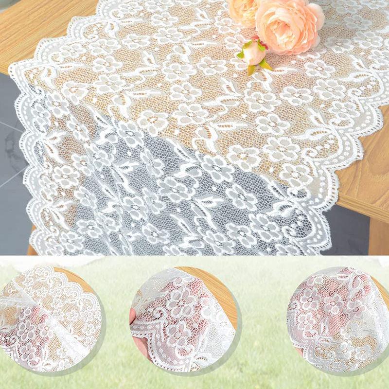 White Lace Table Flag Small Flower Long Lace Tablecloth Home Dining Table Decoration TV Cabinet Shoe Cabinet Bucket Cabinet Cover Cloth