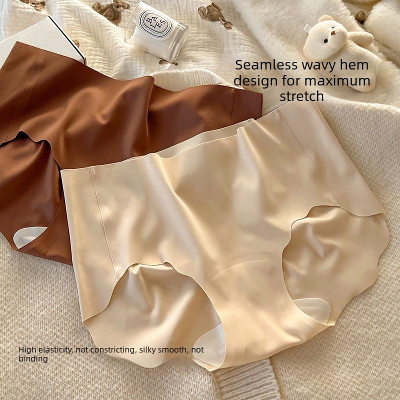 Women's Spring and Summer Camellia Fragrance Milk Skin 10A Antibacterial Extended Crotch Ice Silk No Trace Briefs