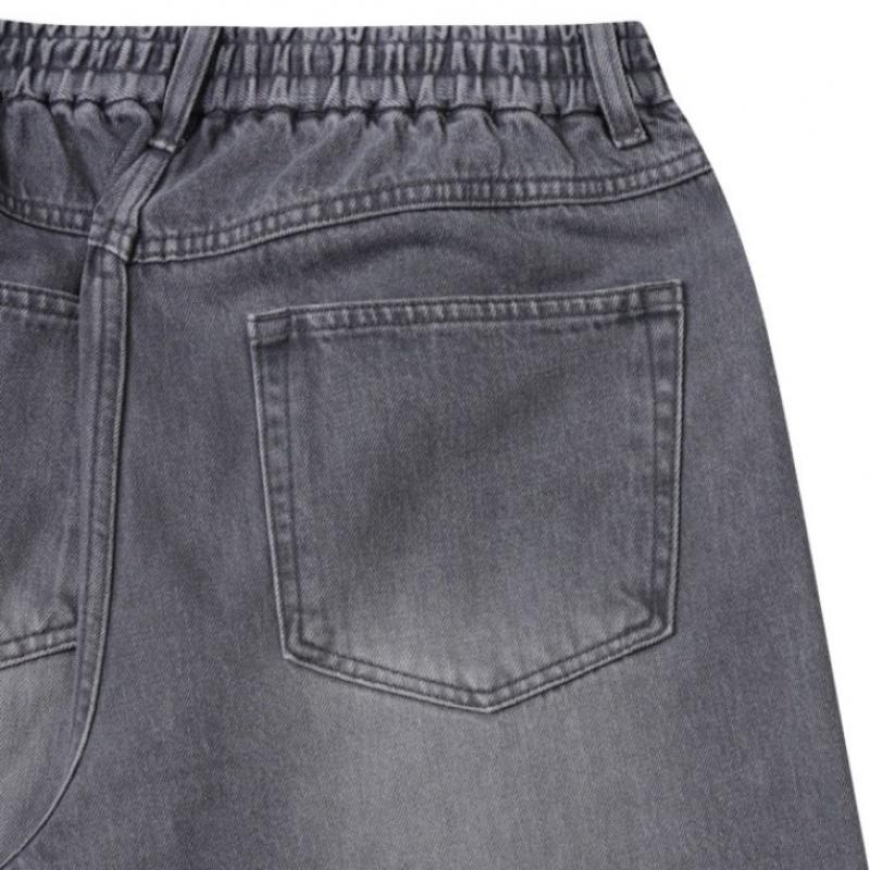 Customellow Gray Wide Fit Banding Jeans Cwpam25390gyl