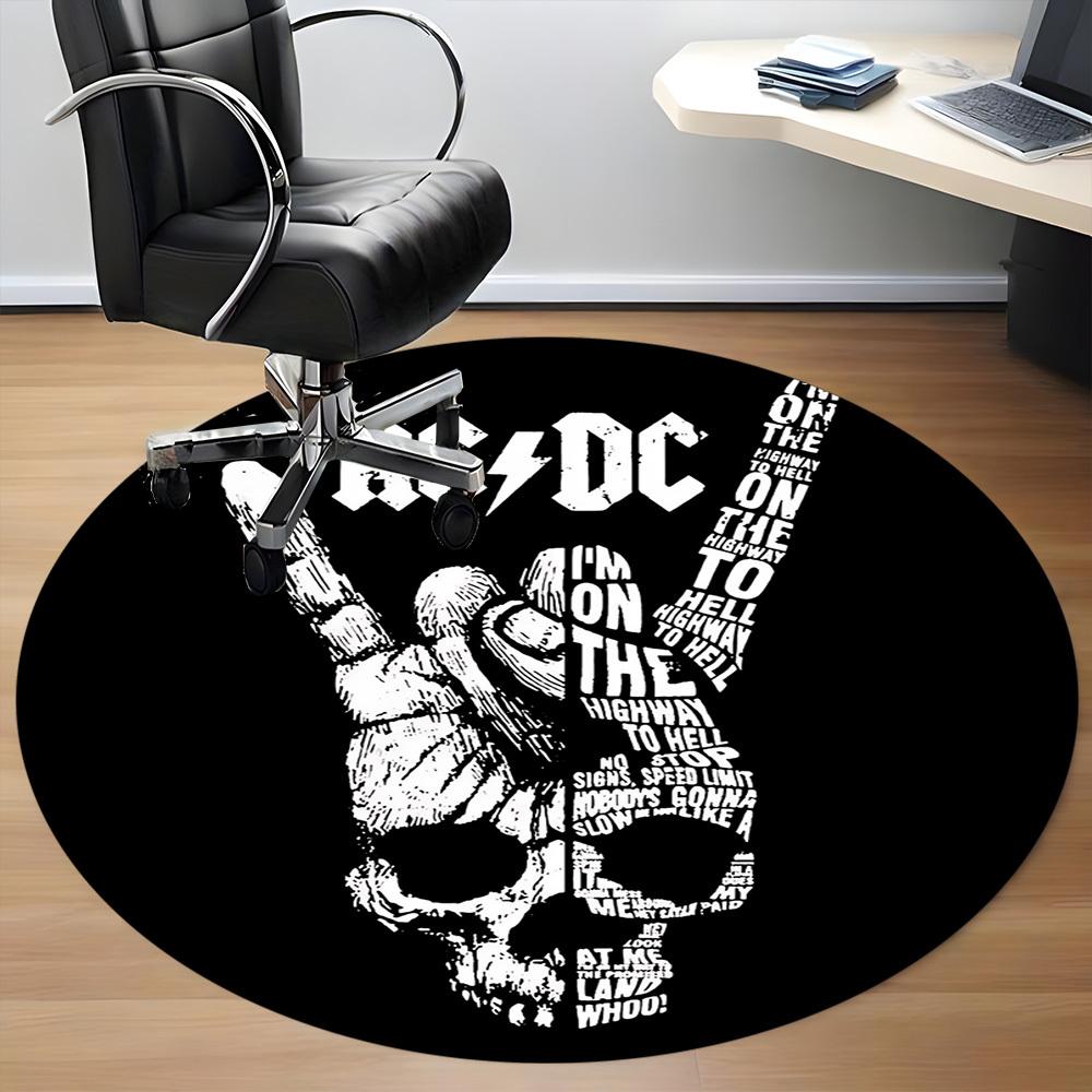 1pc AC/DC Highway to Hell Office Round Area Rug, Under Office Chairs Bedroom Living Room Home Decor  a1022318