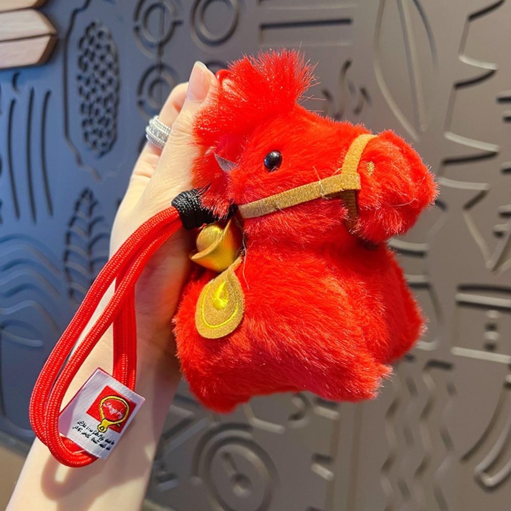 

Cute Plush Horse Keychain Creative Chinese New Year Gift Zodiac Pony Figurine Festive Decor червоний