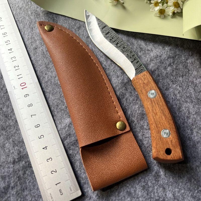 Mongolian Damascus Pattern Re-engraved Knife Household Fruit Knife Portable Boning Knife Steak Meat Cutting Knife Sharp
