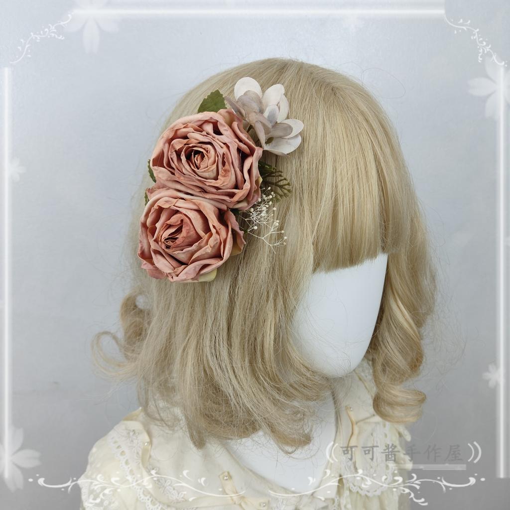 Original Simple Vintage Roseball Lolita Hair Accessories Hairpin Flower Hairpin Elegant French Hair Accessories for Women