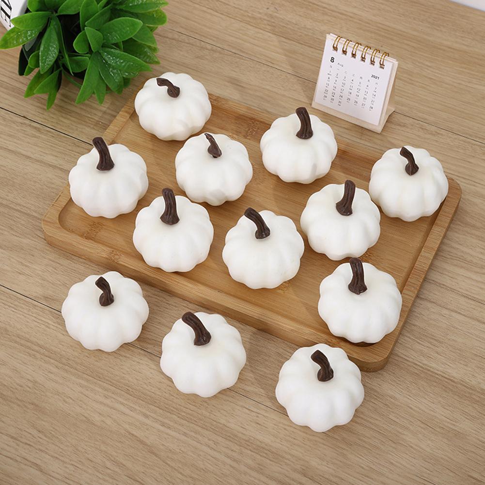 12PCS Simulation Foam Pumpkin Fake Pumpkin Halloween Decoration Pumpkin Festival Party Decor For Halloween Garden Decoration белый