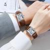 Leather Strap Square Quartz Couple Watches: Waterproof, Simple, Fashionable Design for Men and Women