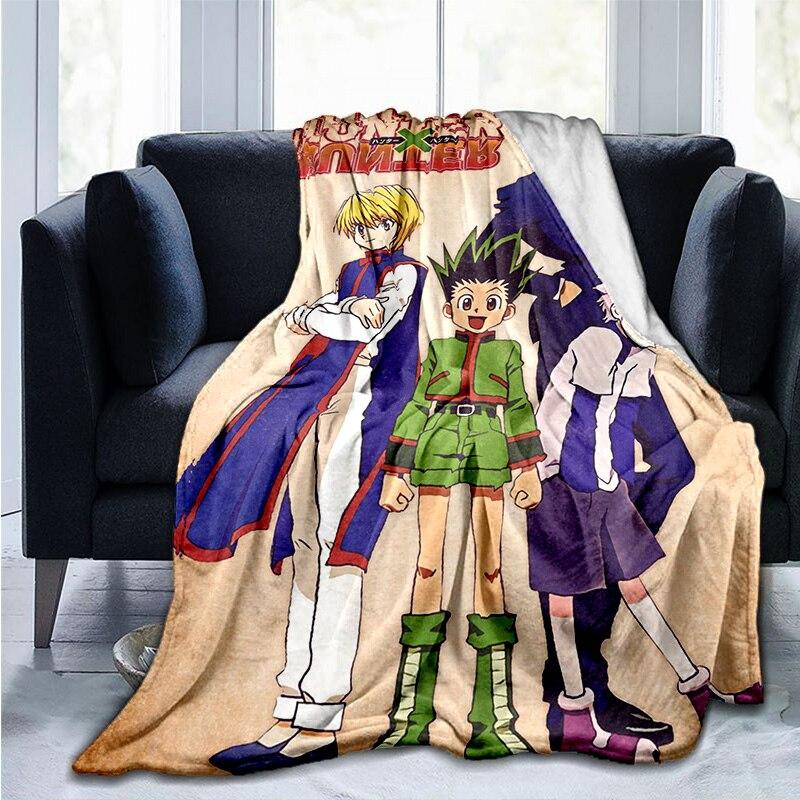 Anime Hunter X Hunter Flanelová deka Kreslený potisk Deky pro teenagery Povlečení Potah na pohovku Přehoz na postel Cestování Turistika Piknikové deky