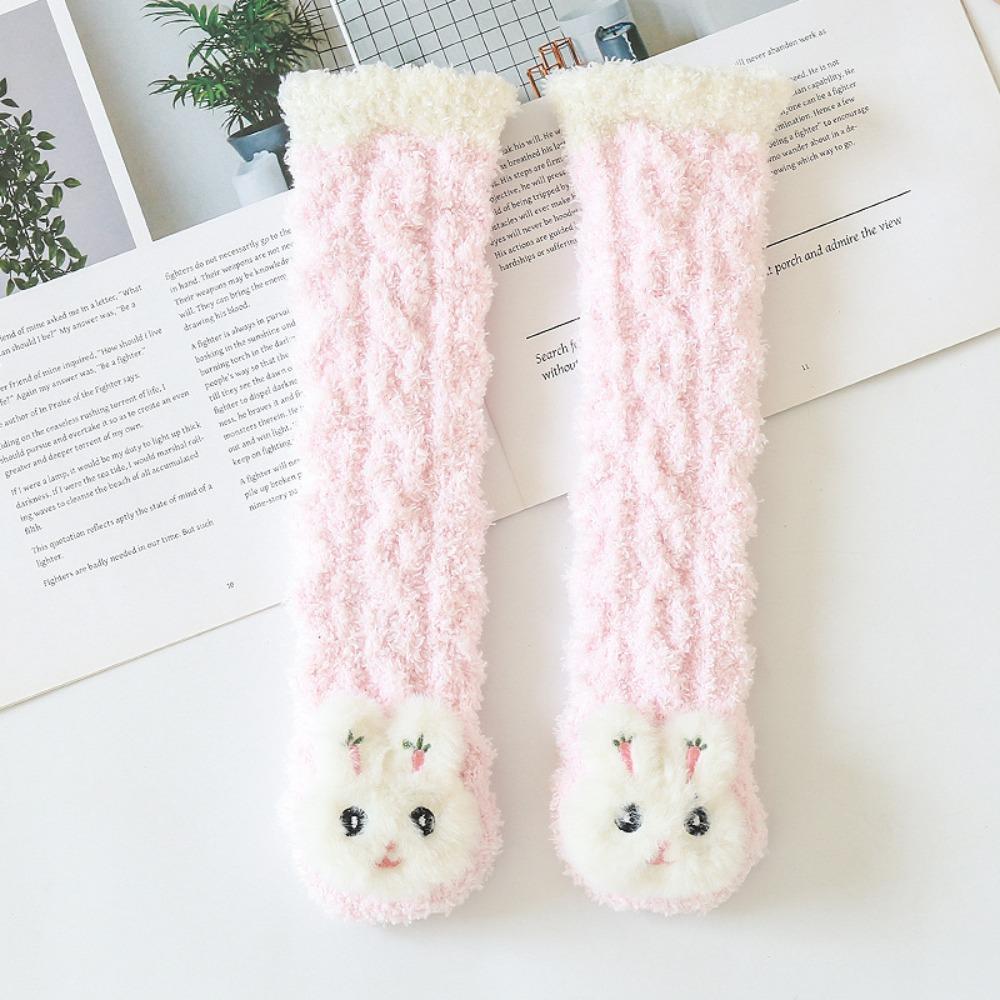 Soft Newborn Knee High Socks Fuzzy Infant Winter Stockings Coral Fleece Socks 0-3 Years Old