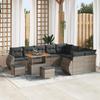 12-Piece Garden Sofa Set with Grey Cushions In Poly Rattan Acacia 3361918