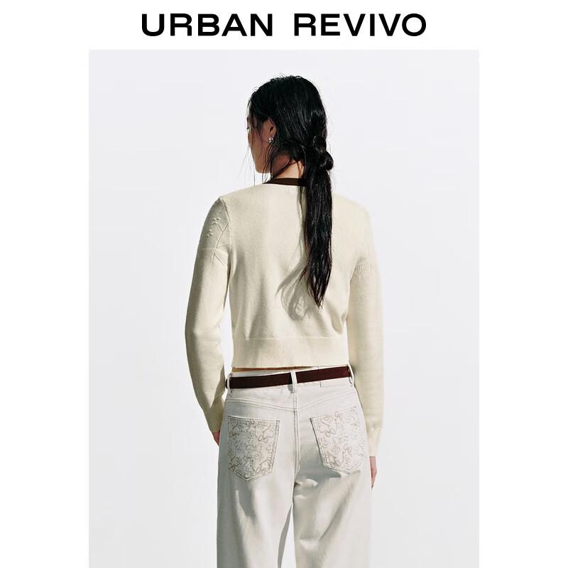 UR 2025 Autumn Chic Lace Trim Knit Cardigan