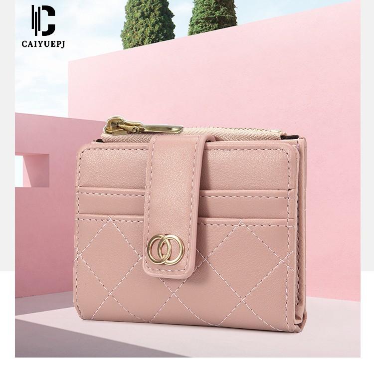 Women's Wallet Short Solid Color Wallet Card Bag Integrated Multi functional Zipper Zero Wallet
