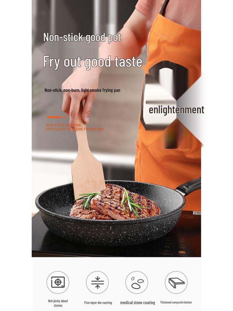Maifan Stein Antihaft-Bratpfanne – Flacher Boden für Pfannkuchen, Steak und mehr. Neues Modell mit leichtem Design und Rauchreduzierung.