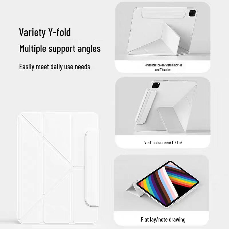 iPad Air 6 Magnetic Dual-Sided Clip Protective Case with 12.9-inch Y-Shaped Support