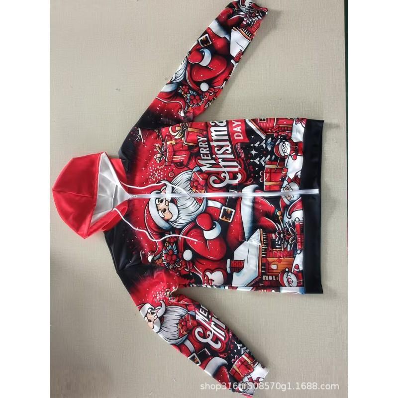 Christmas Zip Up Hoodie Santa Print Graphic Sweatshirt Teens Women Casual Daily Wear