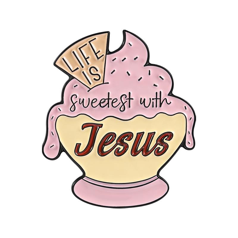 Catholic Saint Cross Medal Enamel Pins Jesus Christ Is Lord God Virgin Mary Latin Prayer Brooches Lapel Badge Jewelry Gifts