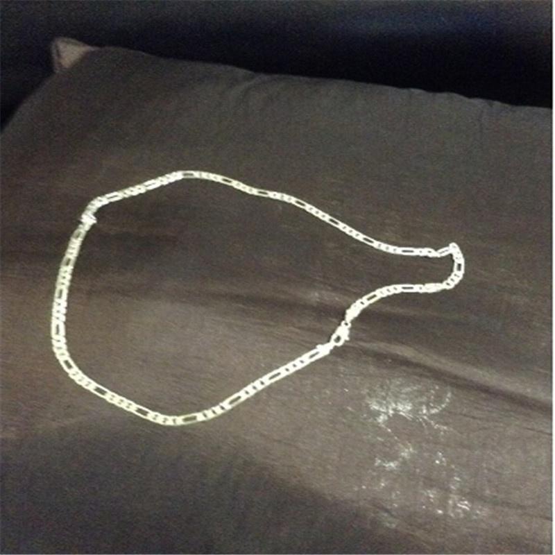 Wholesale 925 Sterling Silver Men Flat Sideways Chain Necklace 4MM 16"-30"