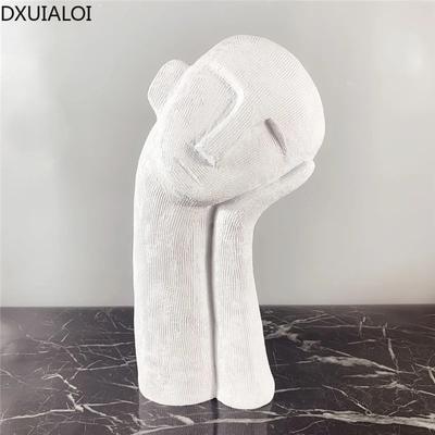 Moderne minimalistische abstrakte weiße Figurenstatue Dekoration Harzhandwerk Büro Wohnzimmer Heimdekoration 1 Stück Schreibtischornament
