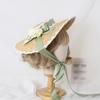 Handmade Elegant Flowers Straw Hat Multi Colored Bonnet Flat Hat Lolita Cosplay Ribbon Straw French Hat for Beach Vacation