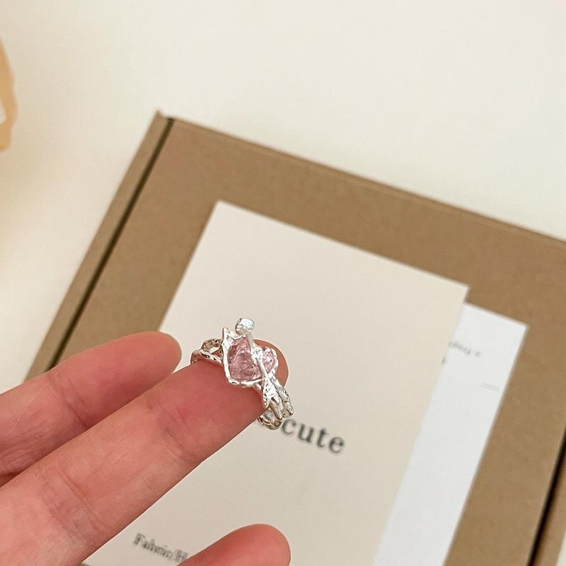 New Arrived Romantic Lovely Pink Bowknot Design Female Exquisite Jewelry Ring with Micro Bow Tie Zircon for Party and Dating