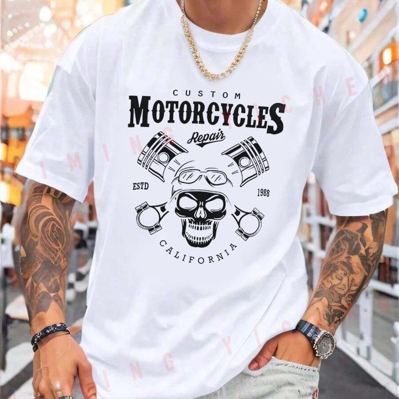 Motorcycle Skull Screwdriver Biker Tshirt Moto Riders Summer Unisexs Fashion Casual Oneck Tops Tee 2026