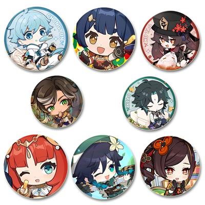 32/44/58MM Game Anime Genshin Impact Brooches HD Print Handmade Pins Kaedehara Kazuha/Xiao Cartoon Badge Bag Accessories Jewelry Gifts