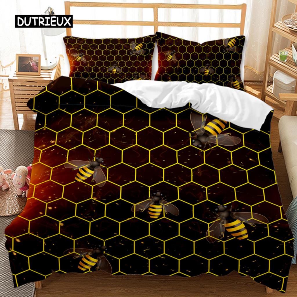 Honeycomb Hole Duvet Cover Set, Geometric Print Twin Bedding Set, Stereoscopic Dense Hole Warmly Queen Size Qulit Cover