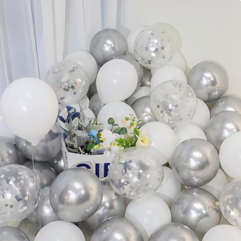 Black & White Silver Balloons for Birthday, Engagement, Proposal, or Store Opening Decorations