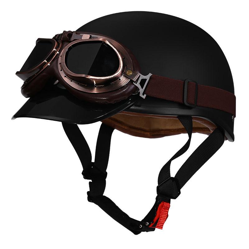 Retro Motorcycle Helmet, Men's Four Season Pedal Cruising Scoop Helmet, Safety Helmet, Women's Electric Half Helmet
